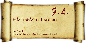 Fördős Lantos névjegykártya